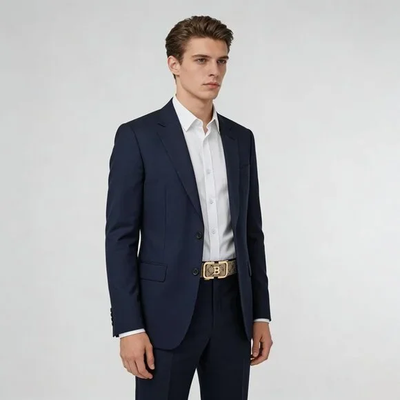 Letter B Belt for Men, Stylish Leather Ratchet Belts for Dress Casual Pants